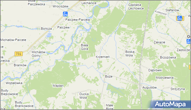 mapa Krzemień gmina Stromiec, Krzemień gmina Stromiec na mapie Targeo