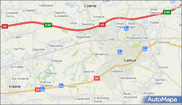 mapa Krzemienica gmina Czarna, Krzemienica gmina Czarna na mapie Targeo