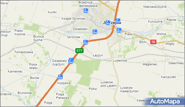 mapa Łączyn, Łączyn na mapie Targeo