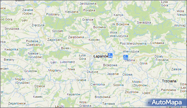 mapa Łapanów, Łapanów na mapie Targeo