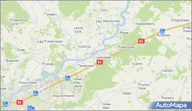 mapa Laskowiec gmina Rzekuń, Laskowiec gmina Rzekuń na mapie Targeo