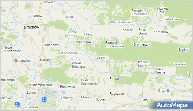 mapa Lasocin gmina Brochów, Lasocin gmina Brochów na mapie Targeo