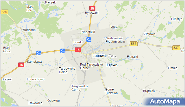 mapa Lubawa, Lubawa na mapie Targeo