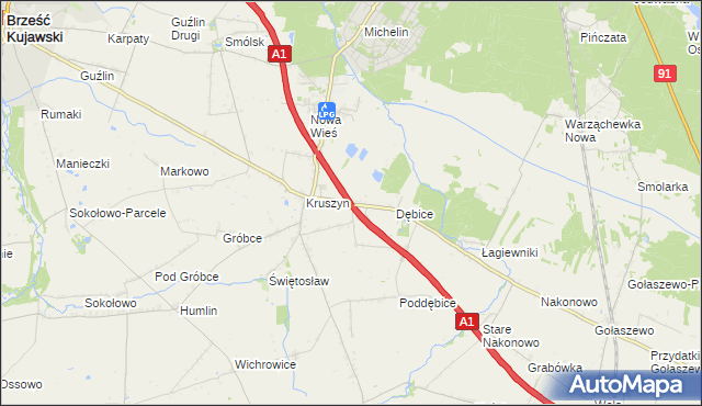mapa Ludwinowo gmina Włocławek, Ludwinowo gmina Włocławek na mapie Targeo
