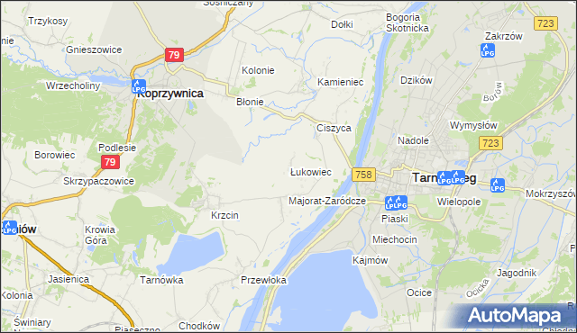 mapa Łukowiec gmina Koprzywnica, Łukowiec gmina Koprzywnica na mapie Targeo