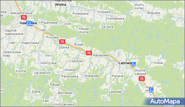 mapa Maciejowa, Maciejowa na mapie Targeo