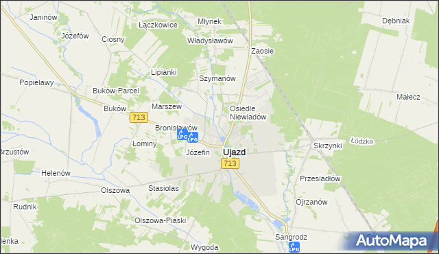 mapa Mącznik gmina Ujazd, Mącznik gmina Ujazd na mapie Targeo