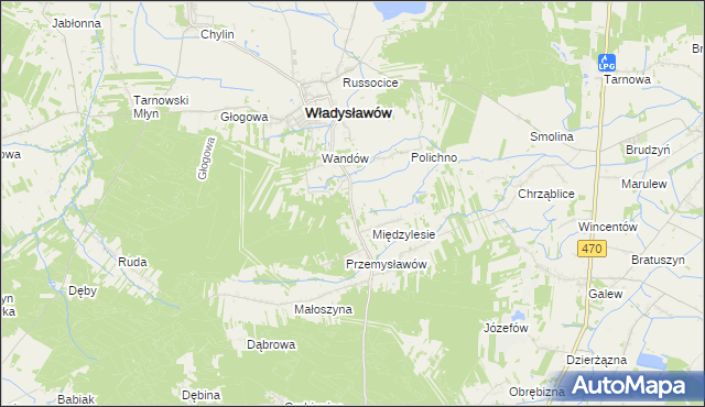 mapa Mariantów gmina Władysławów, Mariantów gmina Władysławów na mapie Targeo