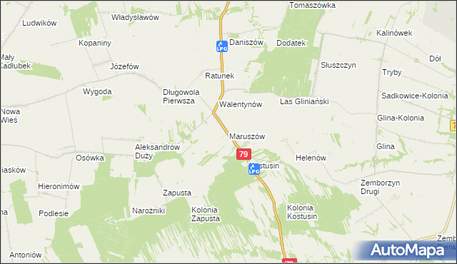 mapa Maruszów gmina Lipsko, Maruszów gmina Lipsko na mapie Targeo