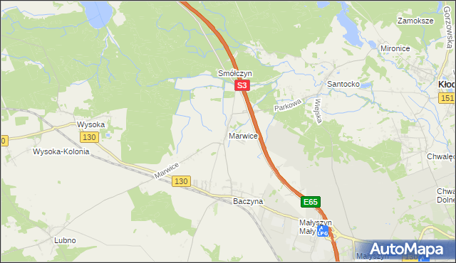 mapa Marwice gmina Lubiszyn, Marwice gmina Lubiszyn na mapie Targeo