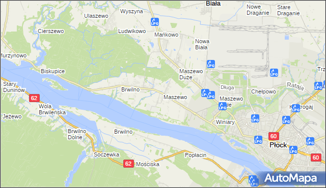 mapa Maszewo gmina Stara Biała, Maszewo gmina Stara Biała na mapie Targeo