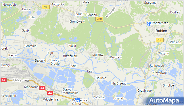 mapa Mętków, Mętków na mapie Targeo