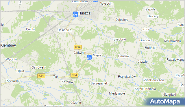 mapa Miąse, Miąse na mapie Targeo