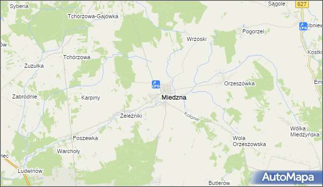 mapa Miedzna, Miedzna na mapie Targeo