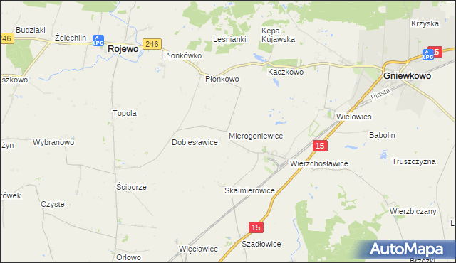 mapa Mierogoniewice, Mierogoniewice na mapie Targeo