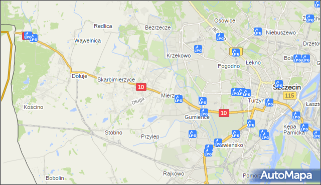 mapa Mierzyn gmina Dobra (Szczecińska), Mierzyn gmina Dobra (Szczecińska) na mapie Targeo