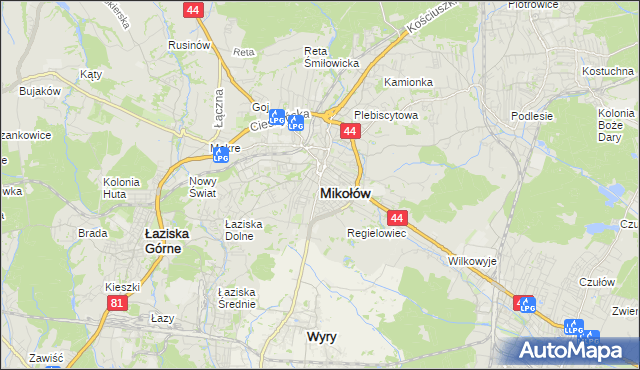 mapa Mikołów, Mikołów na mapie Targeo