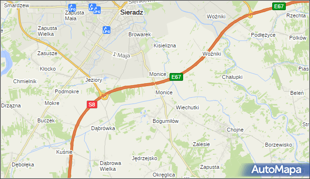 mapa Monice, Monice na mapie Targeo