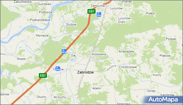 mapa Mostówka gmina Zabrodzie, Mostówka gmina Zabrodzie na mapie Targeo