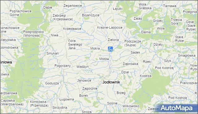 mapa Mstów gmina Jodłownik, Mstów gmina Jodłownik na mapie Targeo