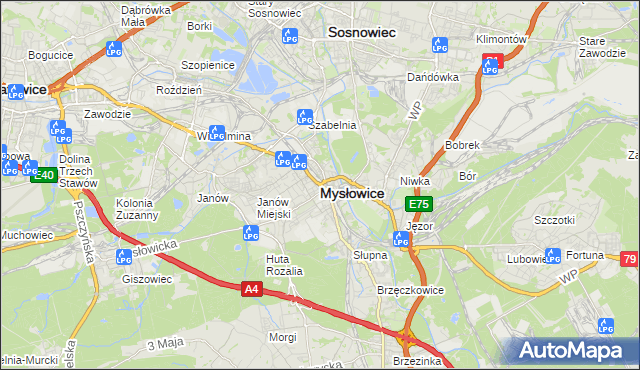 mapa Mysłowice, Mysłowice na mapie Targeo