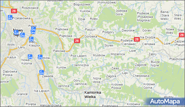 mapa Mystków, Mystków na mapie Targeo