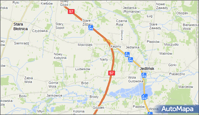 mapa Narty gmina Jedlińsk, Narty gmina Jedlińsk na mapie Targeo