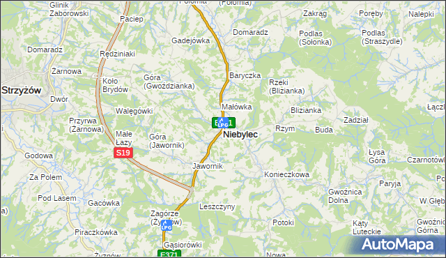 mapa Niebylec, Niebylec na mapie Targeo