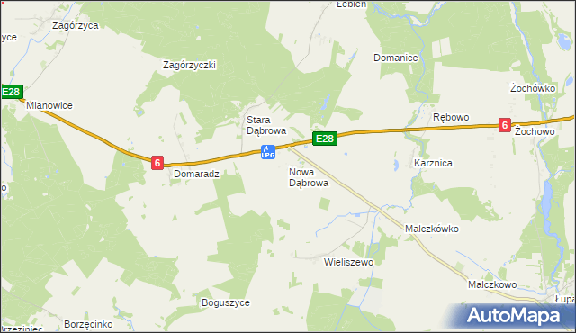 mapa Nowa Dąbrowa gmina Potęgowo, Nowa Dąbrowa gmina Potęgowo na mapie Targeo