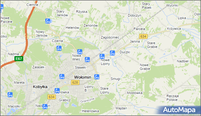 mapa Nowe Lipiny, Nowe Lipiny na mapie Targeo