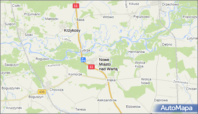 mapa Nowe Miasto nad Wartą, Nowe Miasto nad Wartą na mapie Targeo