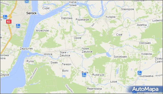 mapa Nowe Załubice, Nowe Załubice na mapie Targeo