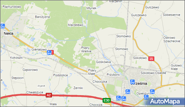 mapa Nowy Folwark gmina Września, Nowy Folwark gmina Września na mapie Targeo