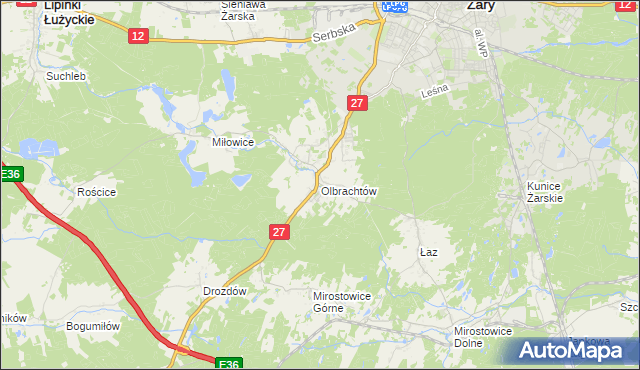 mapa Olbrachtów, Olbrachtów na mapie Targeo