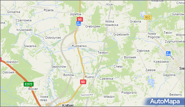 mapa Oleksin gmina Kołbiel, Oleksin gmina Kołbiel na mapie Targeo