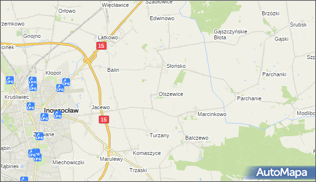 mapa Olszewice gmina Inowrocław, Olszewice gmina Inowrocław na mapie Targeo