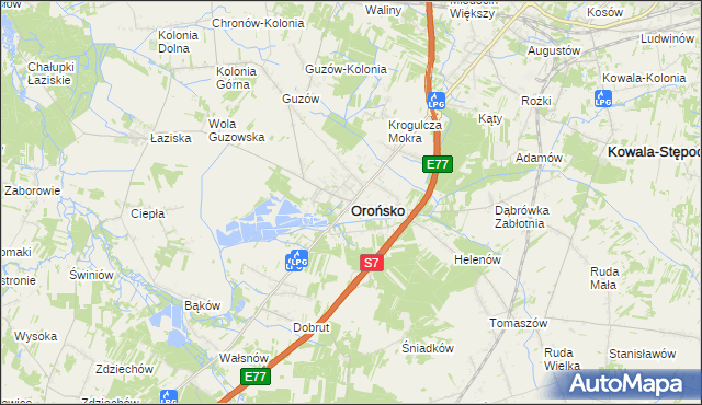 mapa Orońsko, Orońsko na mapie Targeo