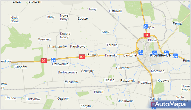 mapa Ostałów gmina Krośniewice, Ostałów gmina Krośniewice na mapie Targeo