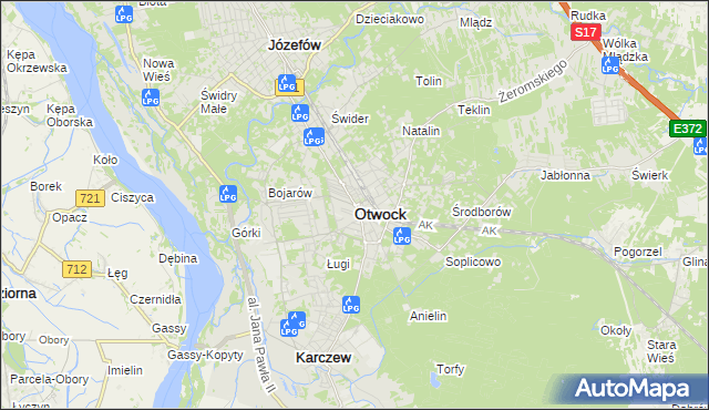 mapa Otwock, Otwock na mapie Targeo