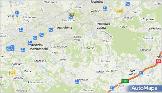 mapa Owczarnia gmina Brwinów, Owczarnia gmina Brwinów na mapie Targeo