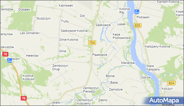 mapa Pawłowice gmina Solec nad Wisłą, Pawłowice gmina Solec nad Wisłą na mapie Targeo