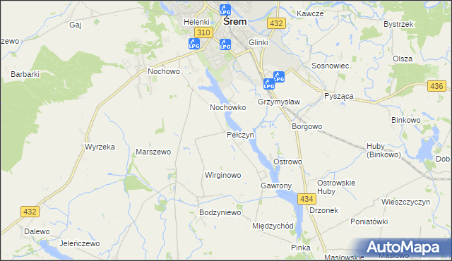 mapa Pełczyn gmina Śrem, Pełczyn gmina Śrem na mapie Targeo