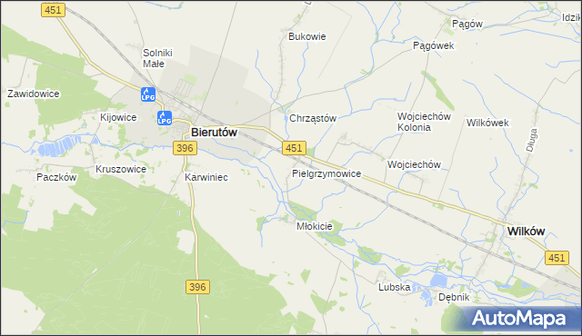 mapa Pielgrzymowice gmina Wilków, Pielgrzymowice gmina Wilków na mapie Targeo