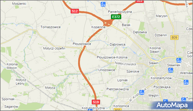 mapa Płouszowice-Kolonia, Płouszowice-Kolonia na mapie Targeo