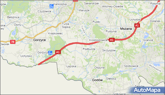 mapa Podbucze gmina Godów, Podbucze gmina Godów na mapie Targeo