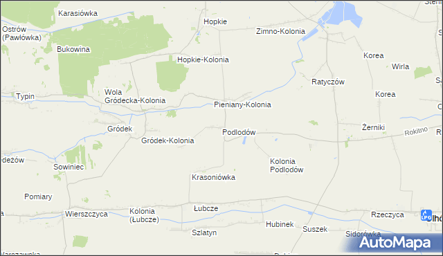 mapa Podlodów gmina Łaszczów, Podlodów gmina Łaszczów na mapie Targeo