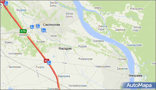 mapa Podole gmina Raciążek, Podole gmina Raciążek na mapie Targeo