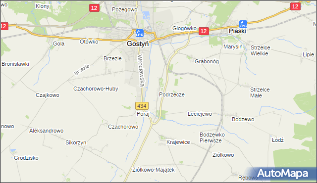 mapa Podrzecze gmina Piaski, Podrzecze gmina Piaski na mapie Targeo