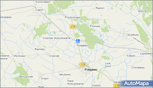 mapa Połajewko, Połajewko na mapie Targeo