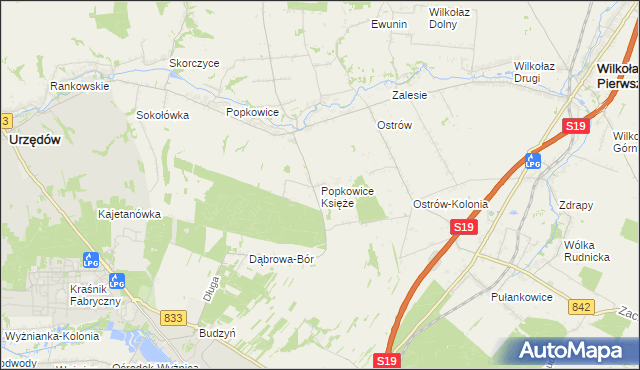 mapa Popkowice Księże, Popkowice Księże na mapie Targeo